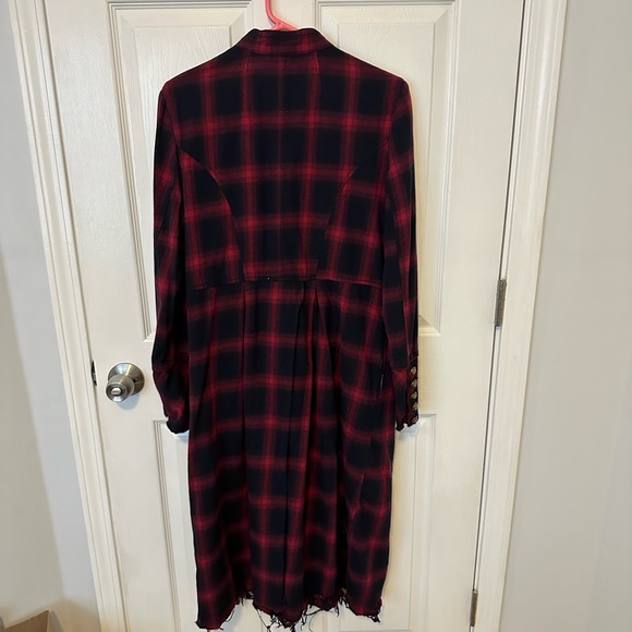We The Free Red and Black Plaid Long Coat - Picture 5 of 10